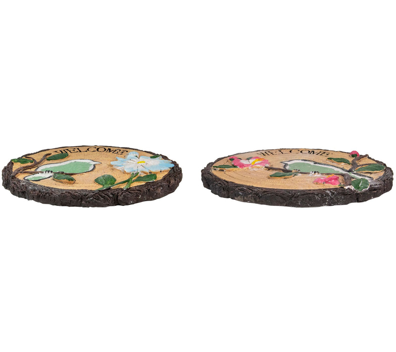 Northlight S/2 Welcome Birds Outdoor Floral Gar den Stones 11" — View 5