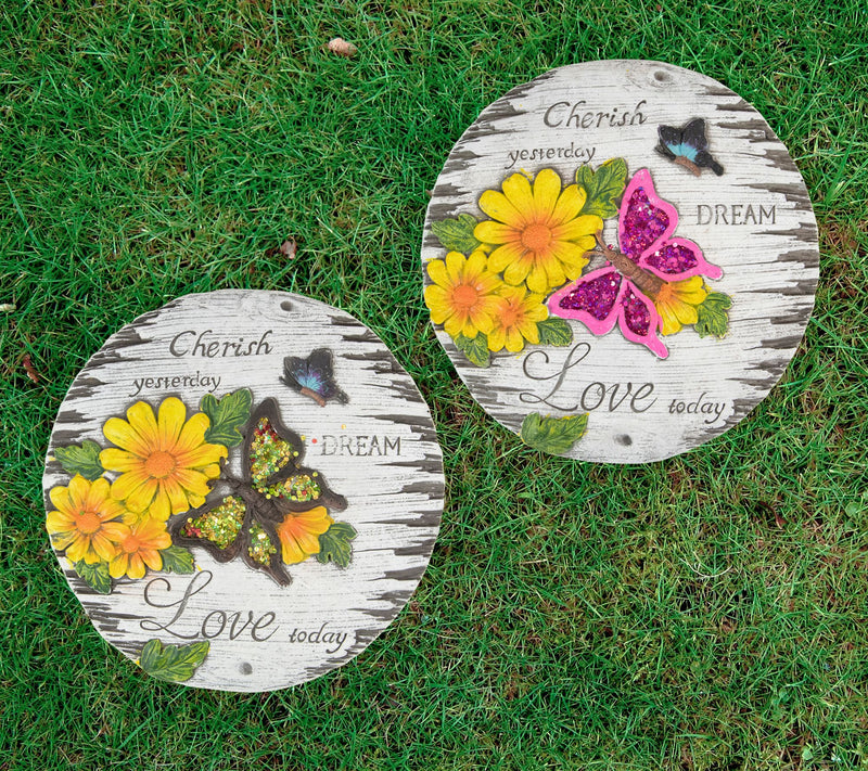Northlight S/2 "Love Today" Outdoor Floral Gard en Stones 10" — View 6