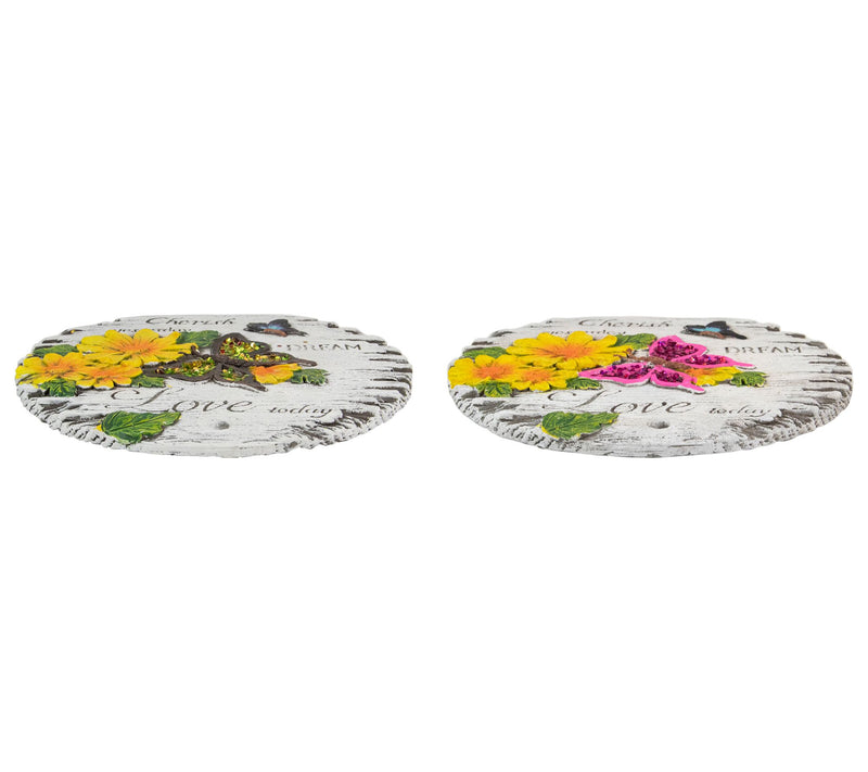 Northlight S/2 "Love Today" Outdoor Floral Gard en Stones 10" — View 5