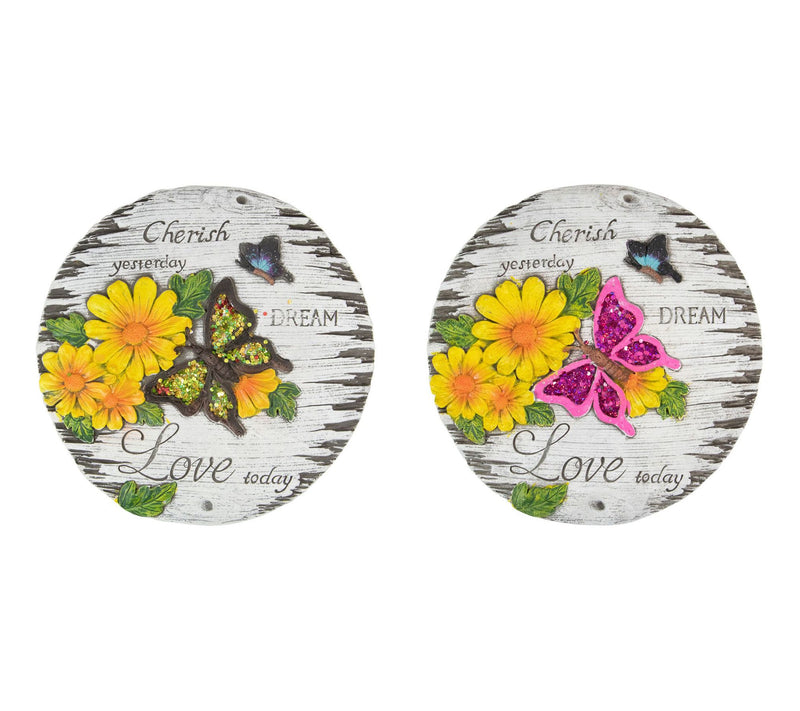 Northlight S/2 "Love Today" Outdoor Floral Gard en Stones 10" — Main view