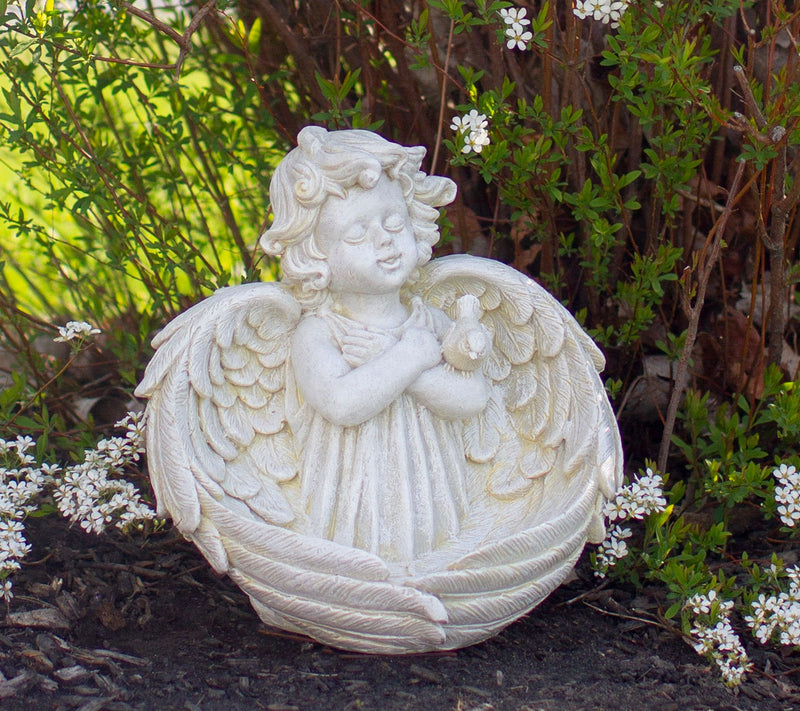 Northlight 9" Cherub Angel Wings Bird Feeder Gaden Statue — View 4