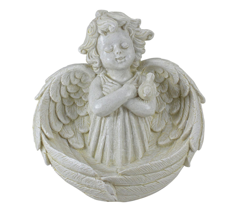 Northlight 9" Cherub Angel Wings Bird Feeder Gaden Statue — Main view