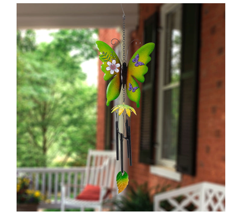 Northlight 15.75" Metal Butterfly Outdoor Garden Windchime — View 4