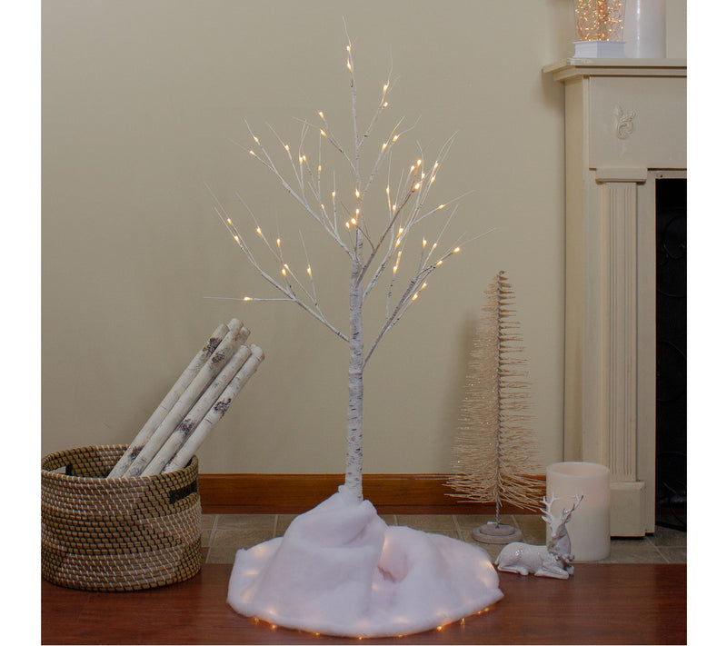Northlight 4' White Birch Tree Outdoor Decor -hite Lights — View 8