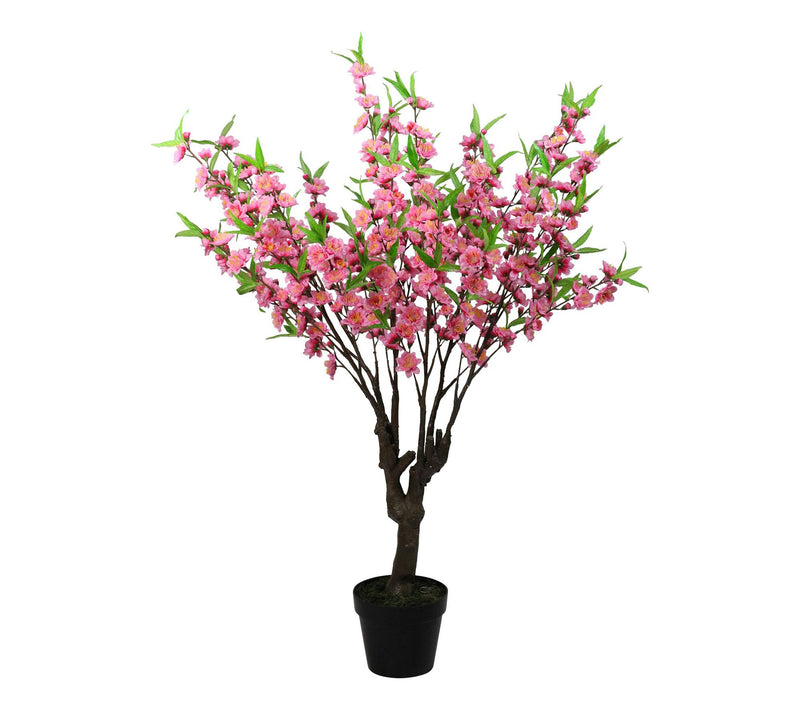 Northlight 43.5" Potted Pink & Green Floral Peach Blossom Tree — Main view