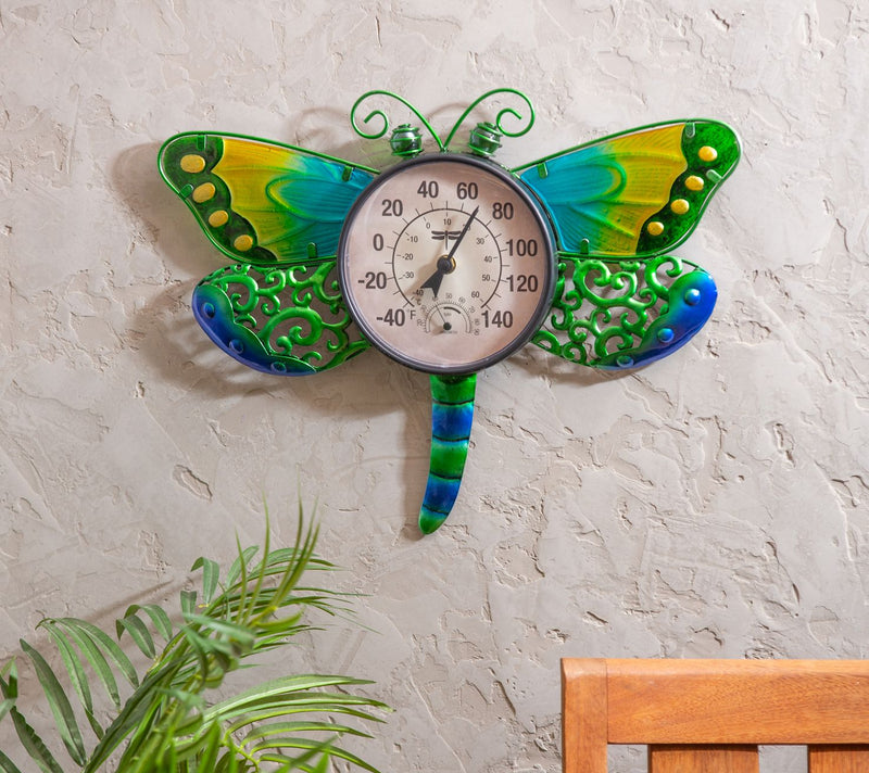 Evergreen Metal and Glass Shaped Wall Clock, Dragonfly — View 5