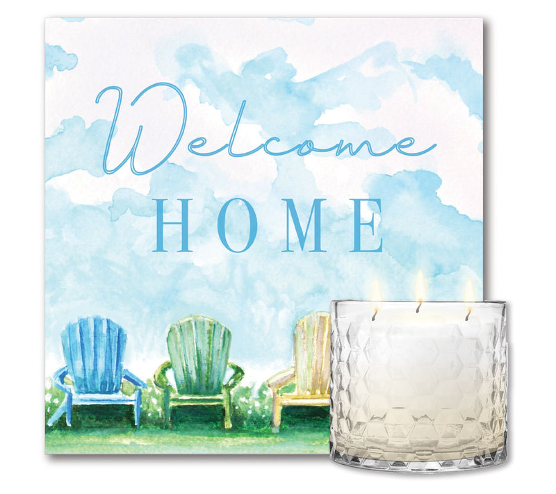 Courtside Welcome Home 8"x8" Art Board & 13.5oz 3 Wick Candle — View 3