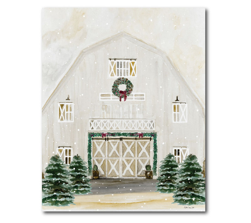 Courtside Market Snowy Christmas Barn 16x20 Canvas Wall Art — Main view