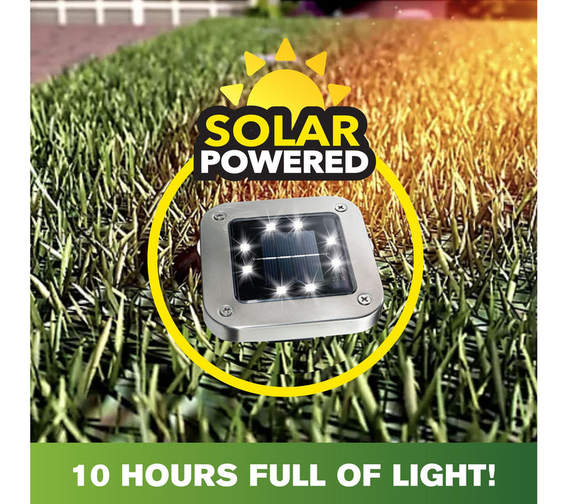 Bell + Howell Solar Powered Outdoor Square DiskLights 4 Pack — View 4