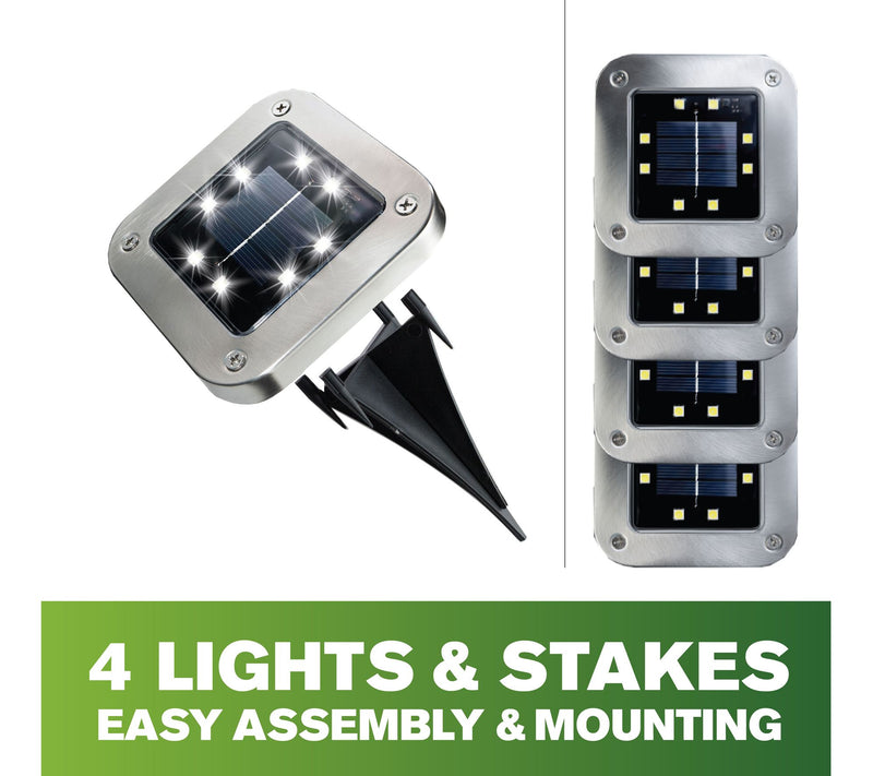 Bell + Howell Solar Powered Outdoor Square DiskLights 4 Pack — View 5