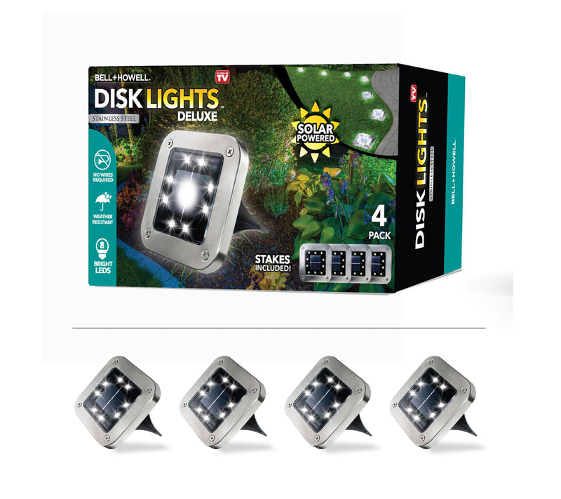 Bell + Howell Solar Powered Outdoor Square DiskLights 4 Pack — Main view