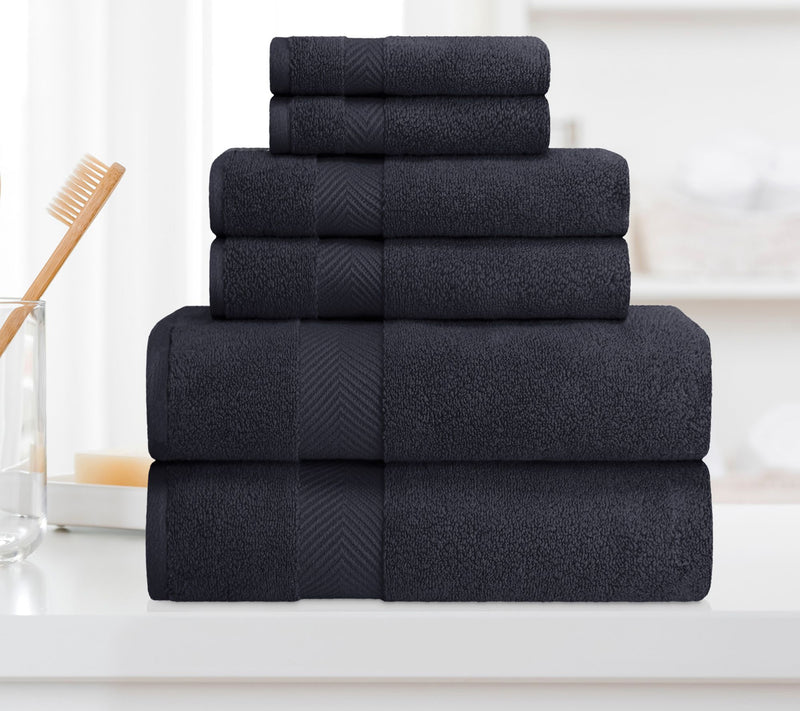 Superior Cotton 6-Piece Solid Zero-Twist Absorbent Towel Set — View 3