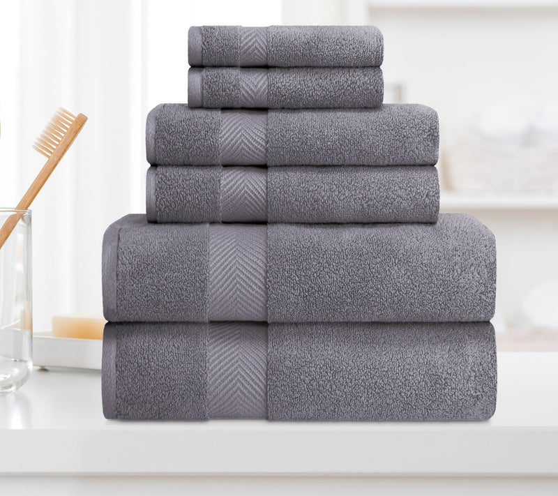 Superior Cotton 6-Piece Solid Zero-Twist Absorbent Towel Set — View 13