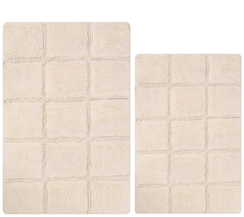 Superior Cotton 2-Piece Solid Checkered Non-Slip Bath Rug Set — View 22