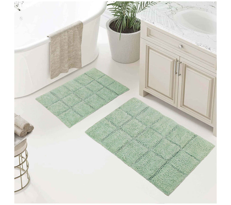 Superior Cotton 2-Piece Solid Checkered Non-Slip Bath Rug Set — View 11