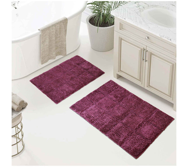 Superior Cotton 2-Piece Solid Checkered Non-Slip Bath Rug Set — View 7