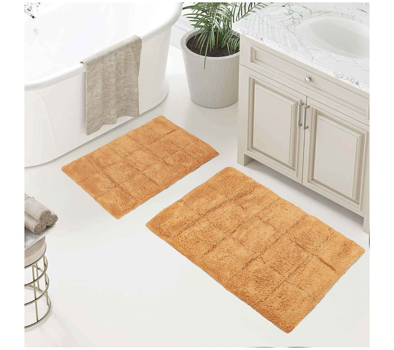 Superior Cotton 2-Piece Solid Checkered Non-Slip Bath Rug Set — View 9