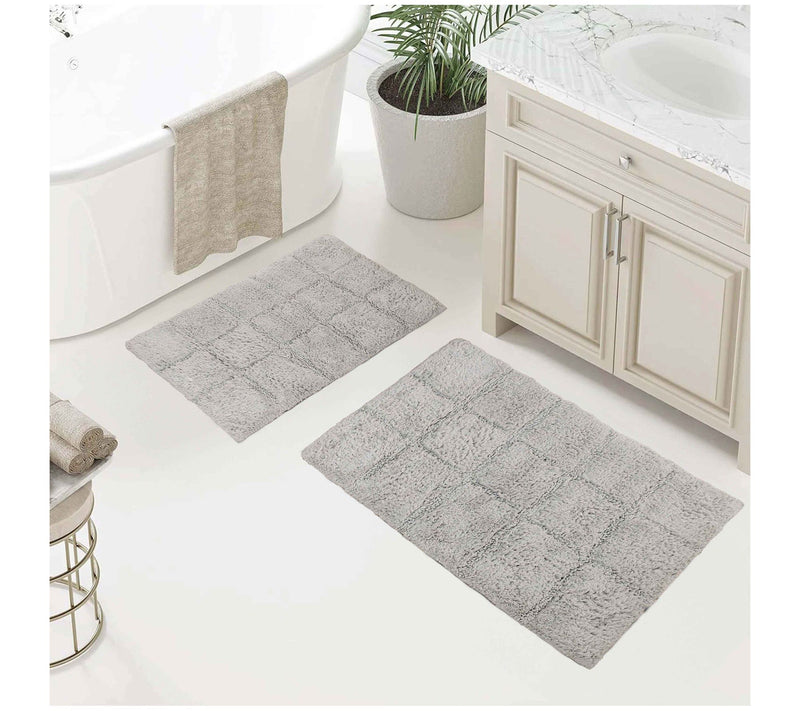 Superior Cotton 2-Piece Solid Checkered Non-Slip Bath Rug Set — View 15