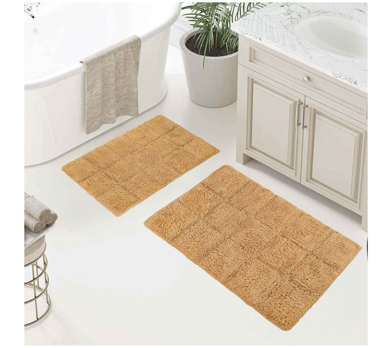 Superior Cotton 2-Piece Solid Checkered Non-Slip Bath Rug Set — View 19