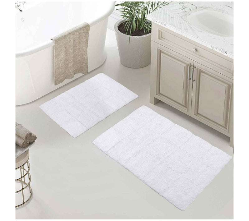 Superior Cotton 2-Piece Solid Checkered Non-Slip Bath Rug Set — View 21