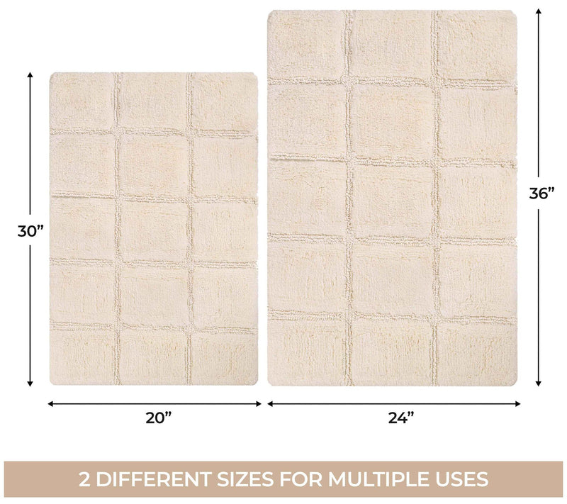 Superior Cotton 2-Piece Solid Checkered Non-Slip Bath Rug Set — View 27
