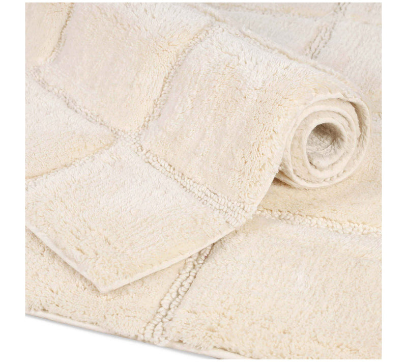 Superior Cotton 2-Piece Solid Checkered Non-Slip Bath Rug Set — View 26