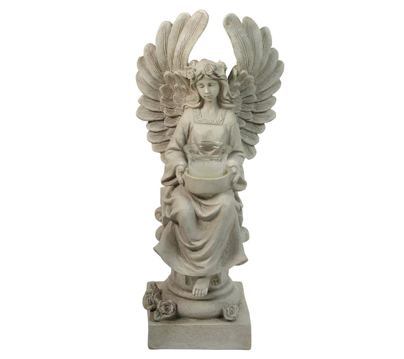 Northlight 17" Angel Sitting on Pedestal Candle Holder Statue — View 3