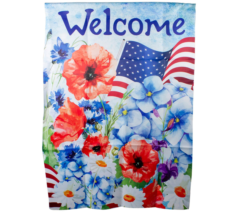 Northlight Welcome Patriotic Floral House Flag 28" x 40" — Main view