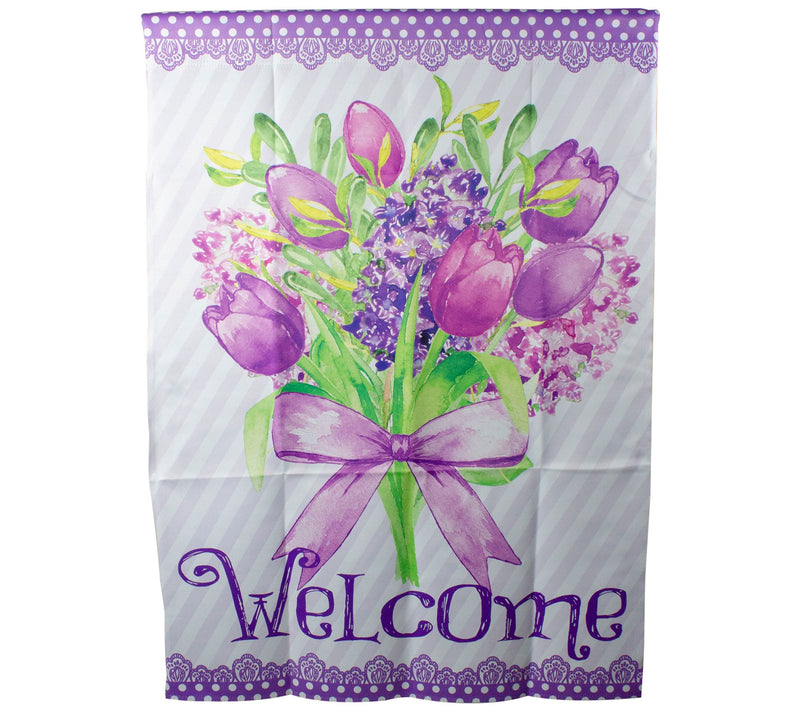 Northlight Welcome Purple Floral Bouquet Houselag 28" x 40" — View 4