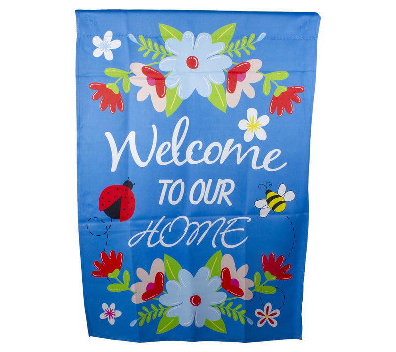 Northlight Welcome to Our Home Blue Floral Flag28" x 40" — Main view