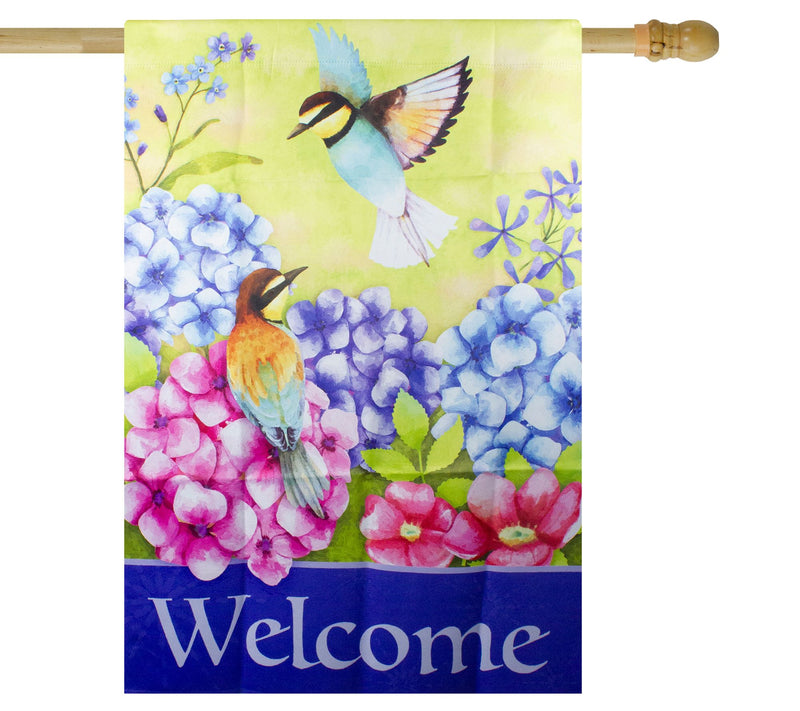 Northlight Welcome Floral Hummingbird House Flag 28" x 40" — View 4