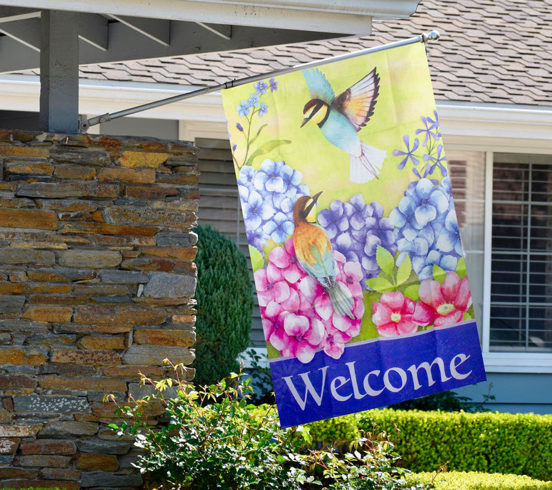 Northlight Welcome Floral Hummingbird House Flag 28" x 40" — View 5