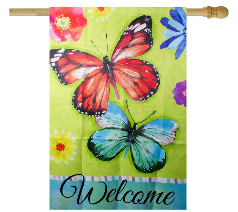 Northlight Welcome Butterflies Green House Flag 28" x 40" — View 4