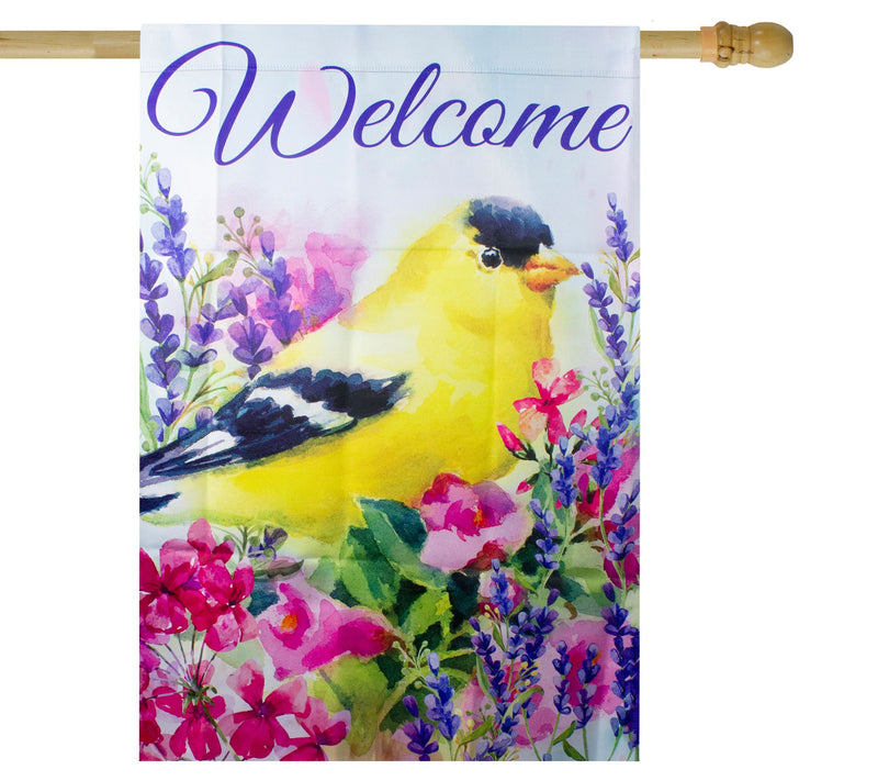 Northlight Welcome Yellow Finch Spring House Flag 28" x 40" — View 4