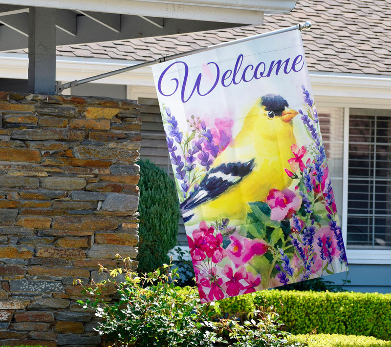 Northlight Welcome Yellow Finch Spring House Flag 28" x 40" — View 5