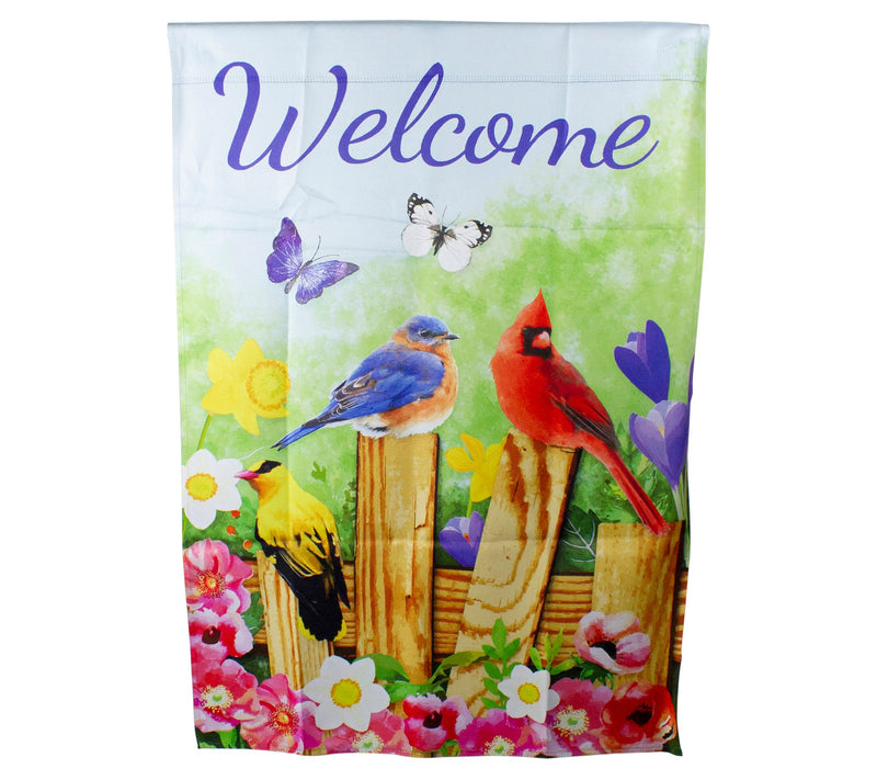 Northlight Welcome Birds on a Fence Garden Flag 28" x 40" — View 3