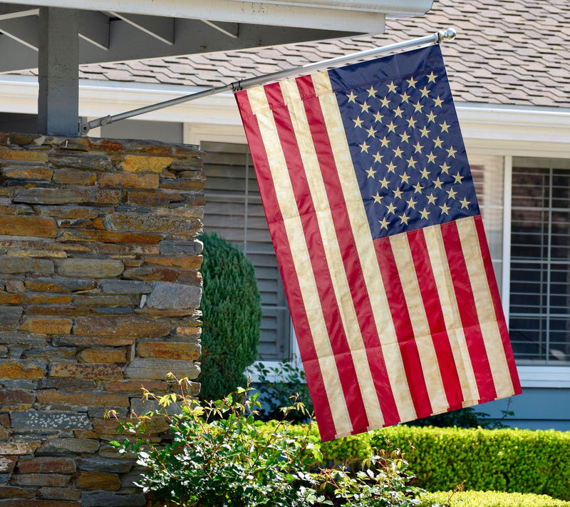 Northlight Red & Blue Embroidered Tea-Stained Aerican Flag — View 5