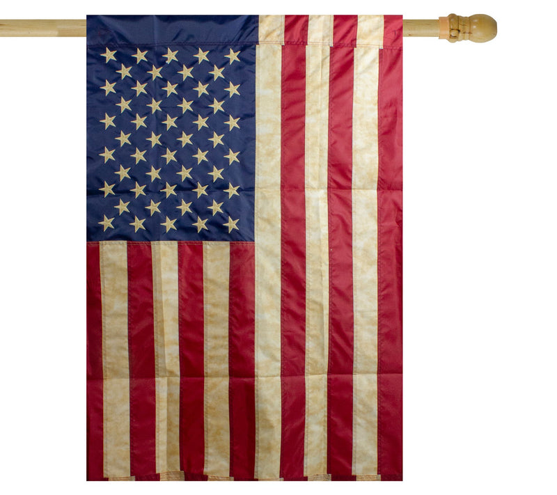Northlight Red & Blue Embroidered Tea-Stained Aerican Flag — View 4