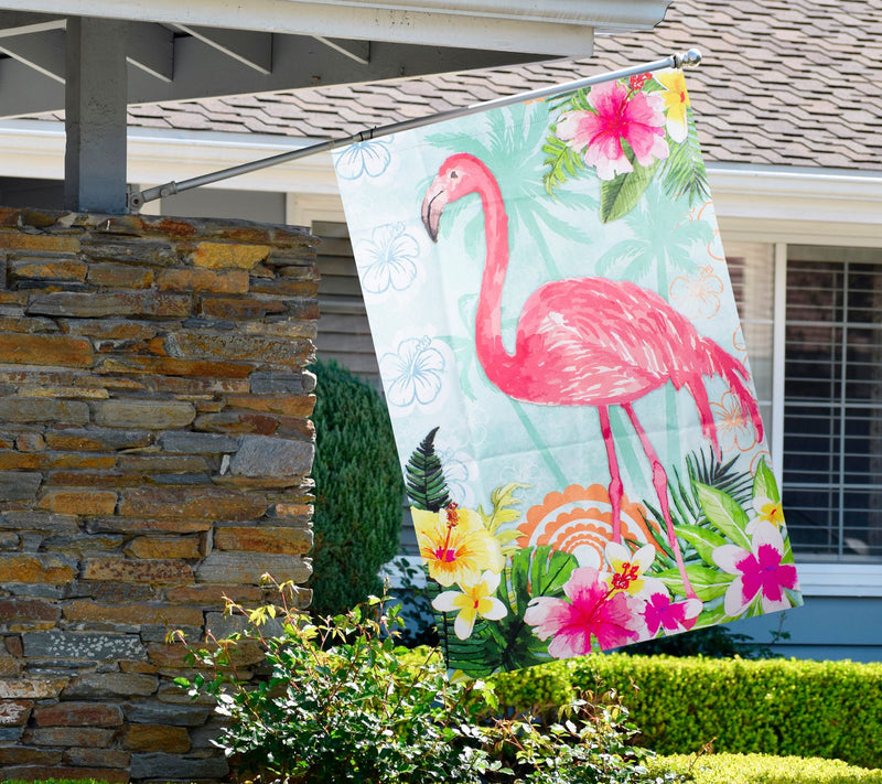 Northlight Tropical Flamingo Spring House Flag 28" x 40" — View 5