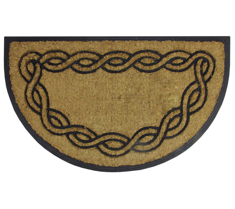 Northlight Black and Brown Swirl Half-Round Doomat 17" x 29" — Main view
