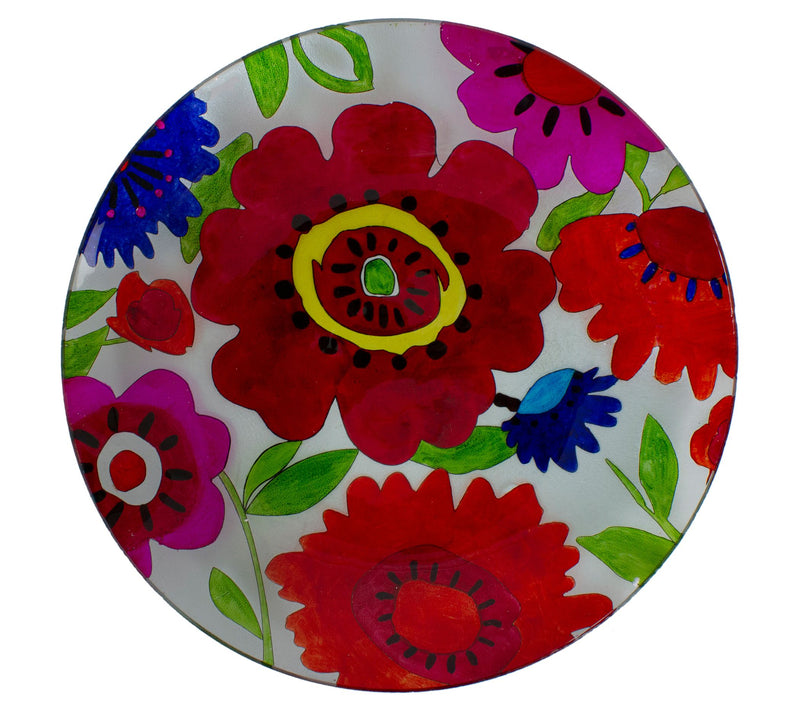 Northlight 18" Red & Blue Summer Flowers Painted Birdbath — View 5