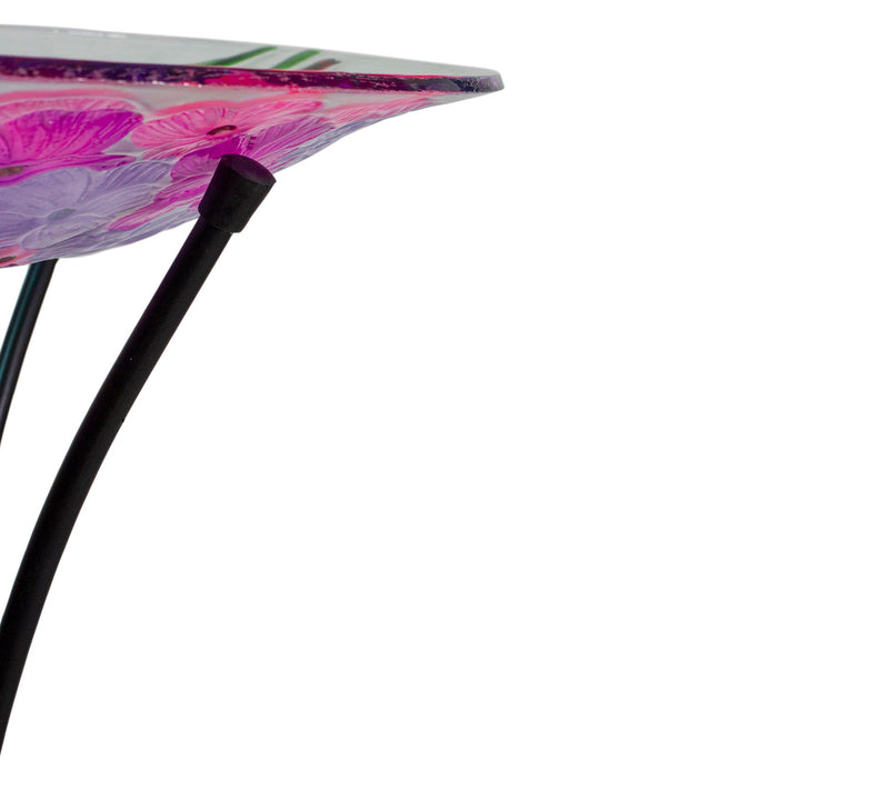 Northlight 18" Pink & Purple Dragonflies Painted Birdbath — View 7