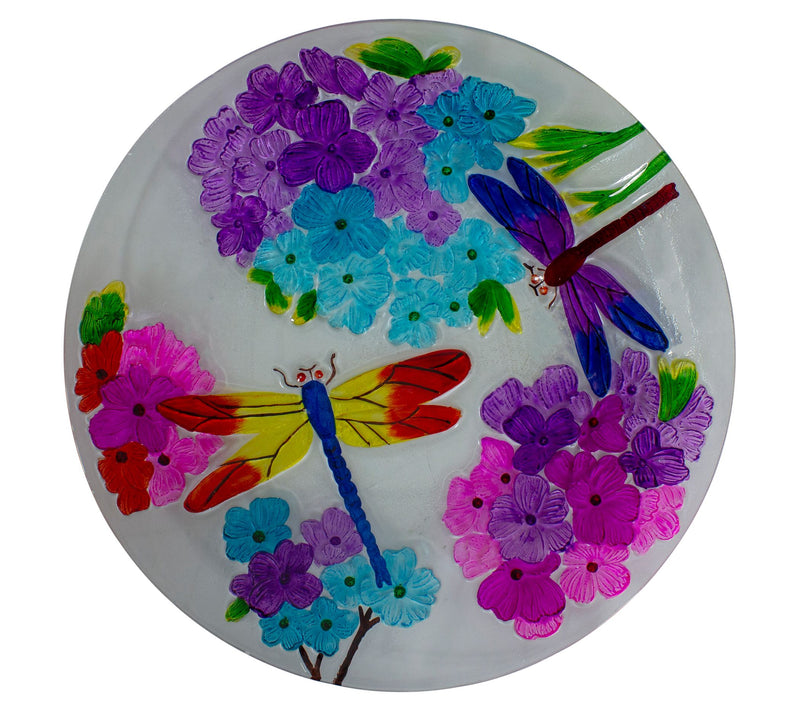 Northlight 18" Pink & Purple Dragonflies Painted Birdbath — View 6