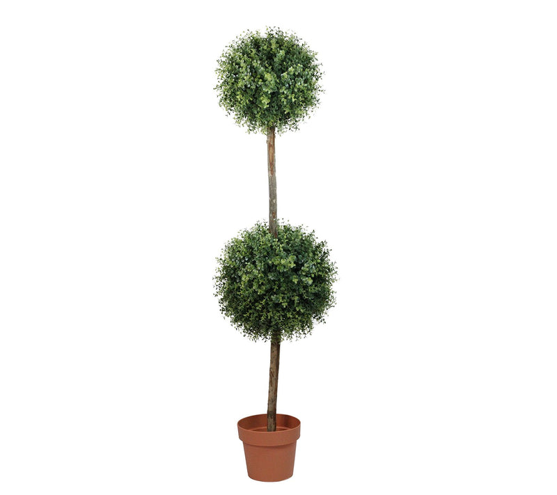 Northlight 4.5' Potted 2-Tone Boxwood Double Ball Topiary Tree — Main view