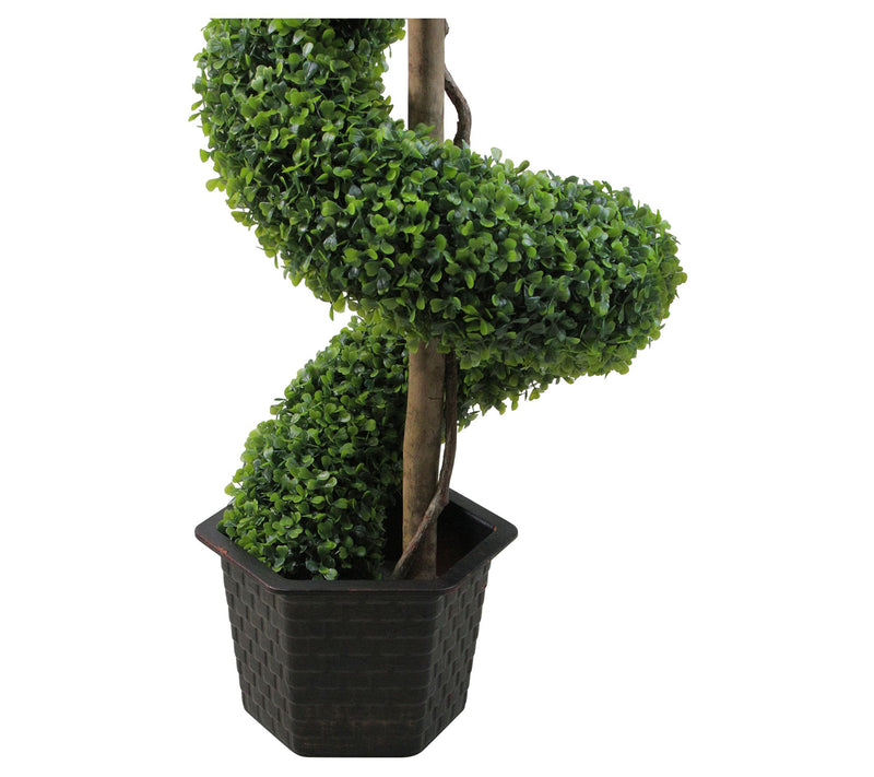 Northlight 56" Potted Two-Tone Boxwood Spiral Topiary Tree — View 4
