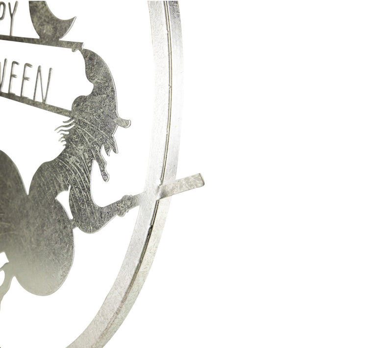 Northlight 17" Silver Flying Witch Happy Halloween Wall Sign — View 6