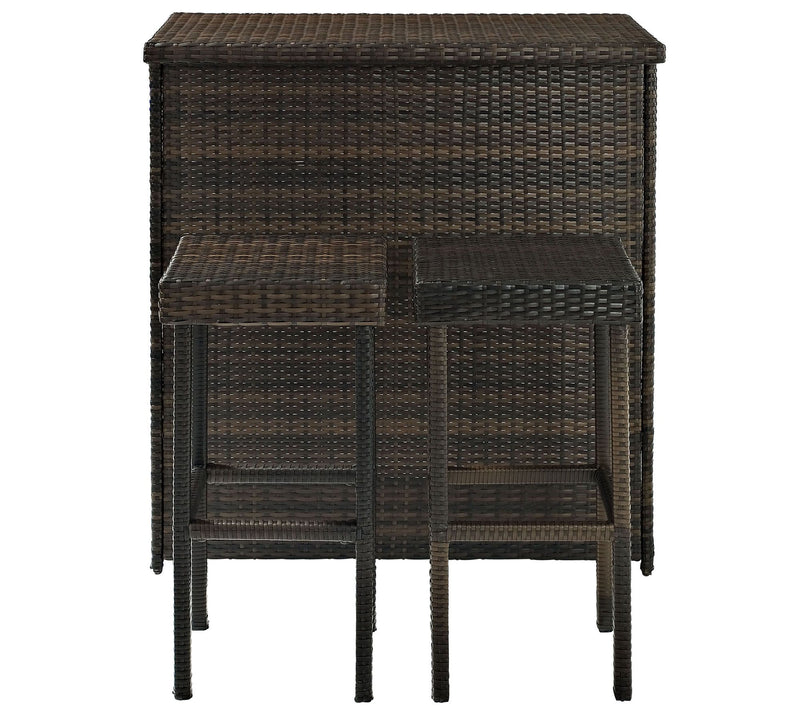Palm Harbor 3-Piece Outdoor Wicker Bar Set - Bar & Two Stools — View 4