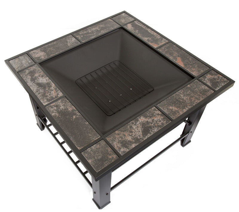 Pure Garden 30" Square Fire Pit and Table withover — View 2