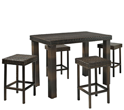 Palm Harbor 5 Piece Outdoor Wicker High Dininget