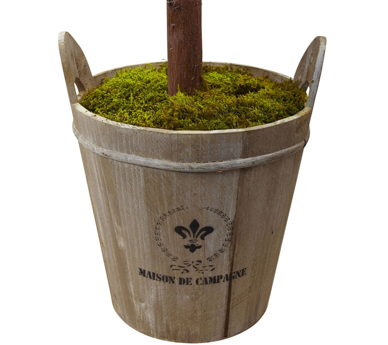 Olive Topiary Tree with Farmhouse Planter by Nearly Natural — View 4
